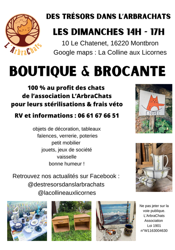 Brocante solidaire au profit de l'association l'arbrachats