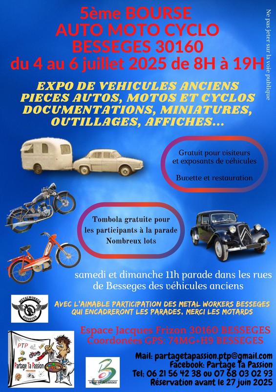 5ème bourse auto moto cyclo, exposition de véhicules anciens