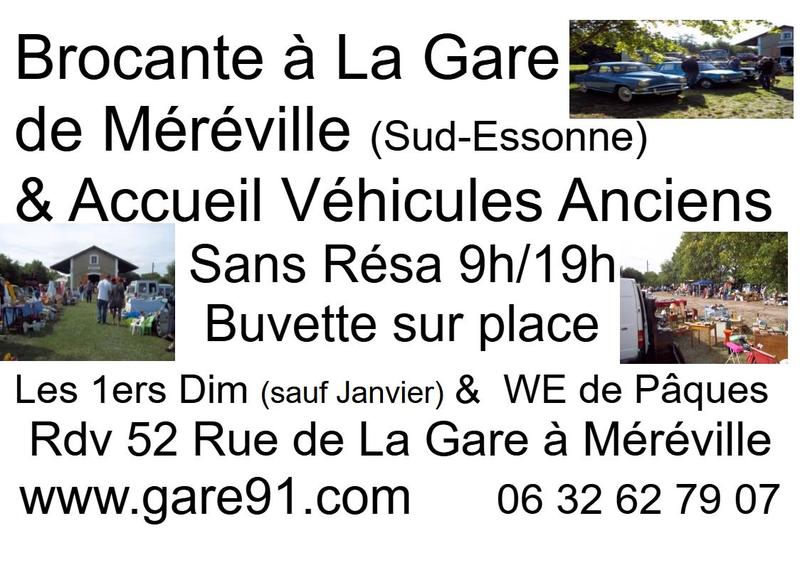 Brocante et véhicules anciens à la gare de méréville