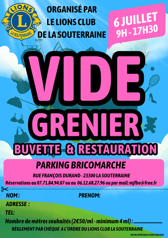 Vide-grenier du lions club de la souterraine