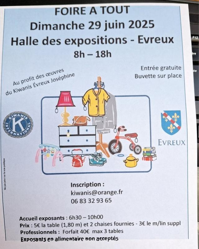 Foire à tout du club kiwanis evreux joséphine