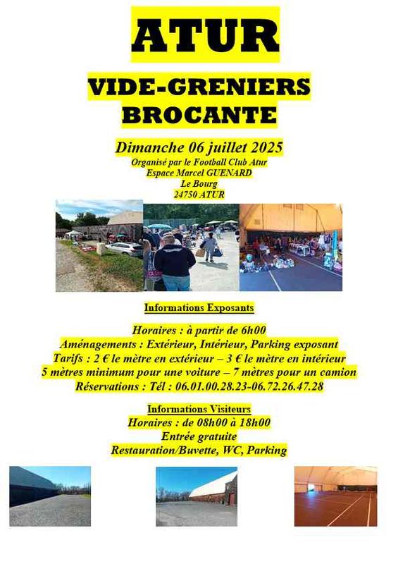 Vide-grenier brocante organisé par le fc atur