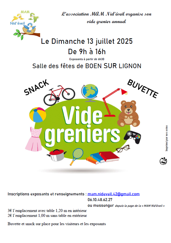 La mam nid'éveil fait son vide grenier annuel