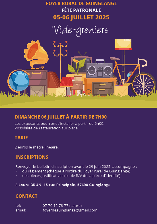 Vide-grenier - guinglange en fête