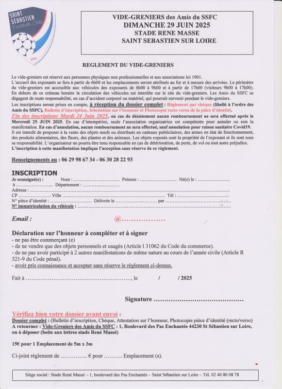 16ème vide-greniers des amis du ssfc